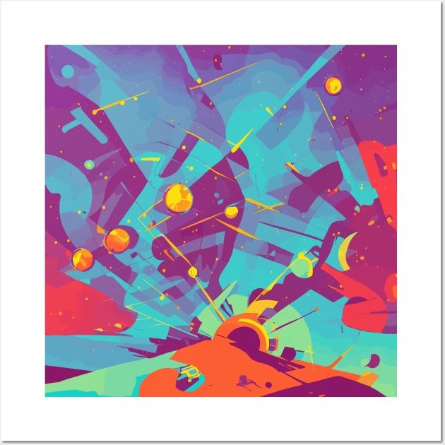 Colorful space retro abstract pattern Wall Art by TomFrontierArt